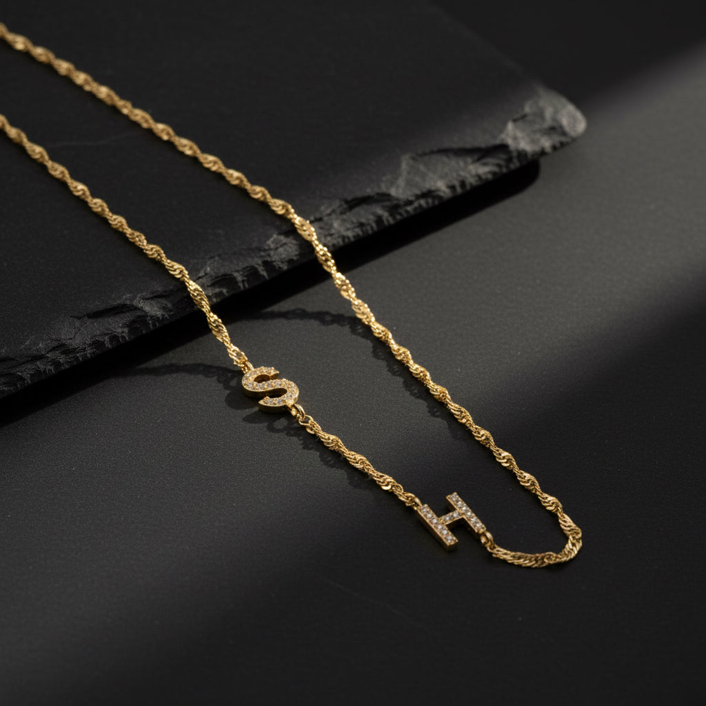 Gepersonaliseerde Dubbele Letter Ketting – 925 Zilver
