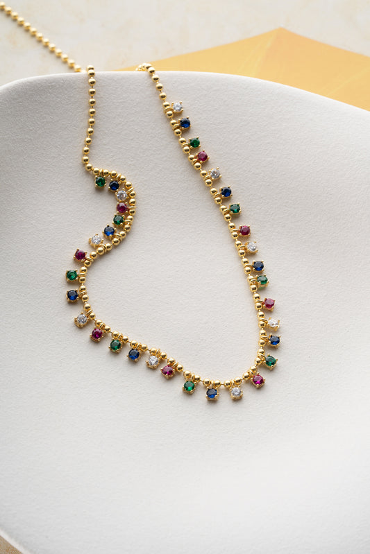 Serenay Ketting – Met gekleurde stenen – 925 Sterling Zilver