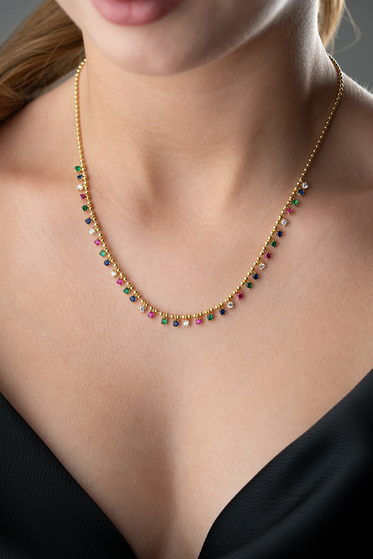 Serenay Ketting – Met gekleurde stenen – 925 Sterling Zilver