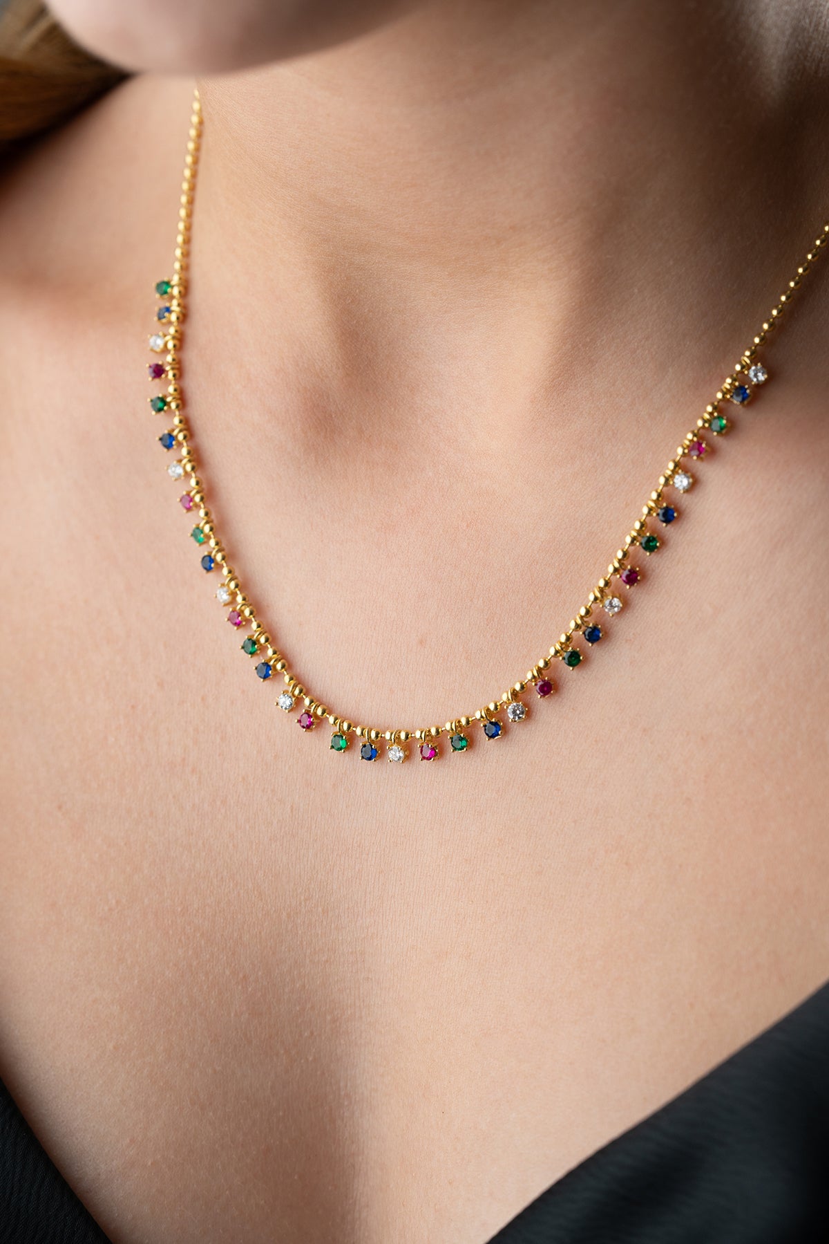 Serenay Ketting – Met gekleurde stenen – 925 Sterling Zilver