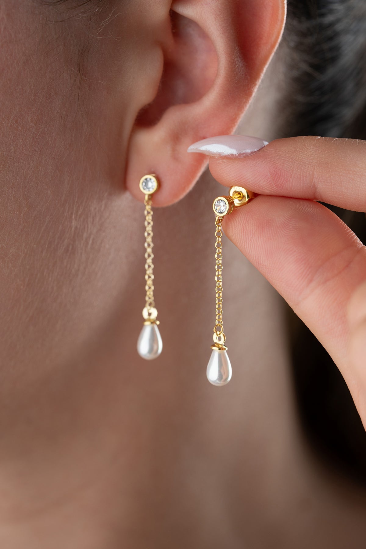 925 Zilver Goud Vergulde Oorbellen met Natuurparel