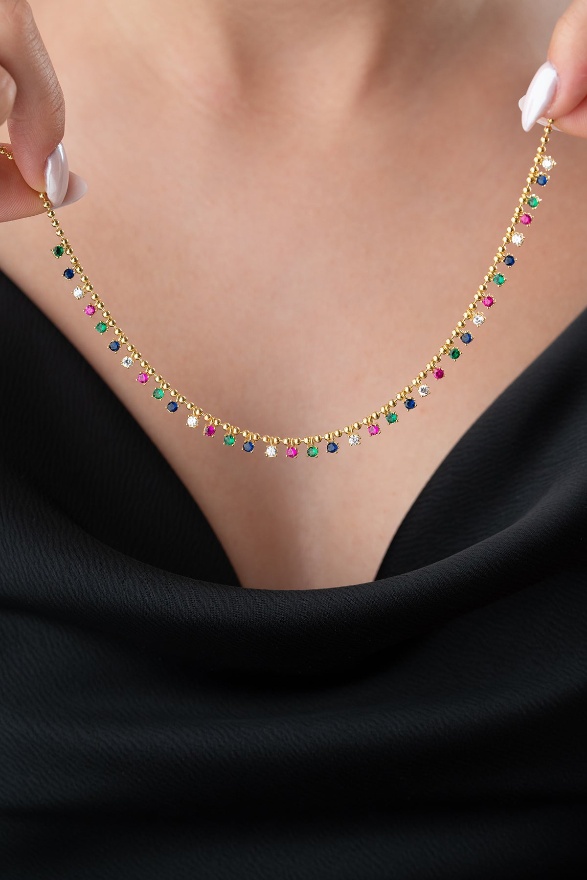 Serenay Ketting – Met gekleurde stenen – 925 Sterling Zilver