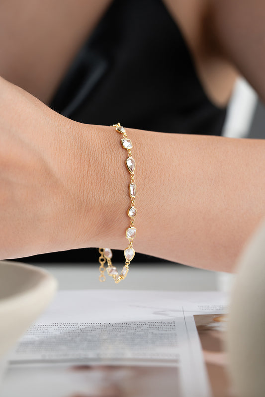 Vergulde Armband met Geometrische Stenen