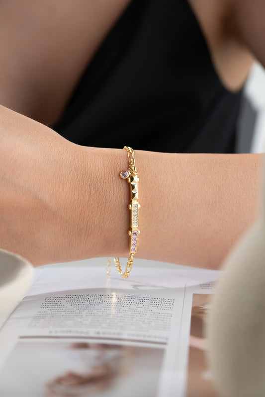 Roze Steen Armband – 925 Zilver