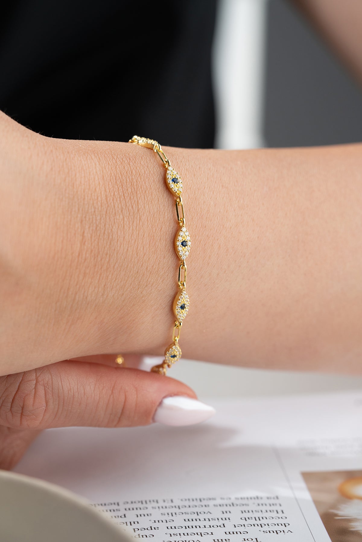 Blue Aura Oog Armband – 925 Zilver