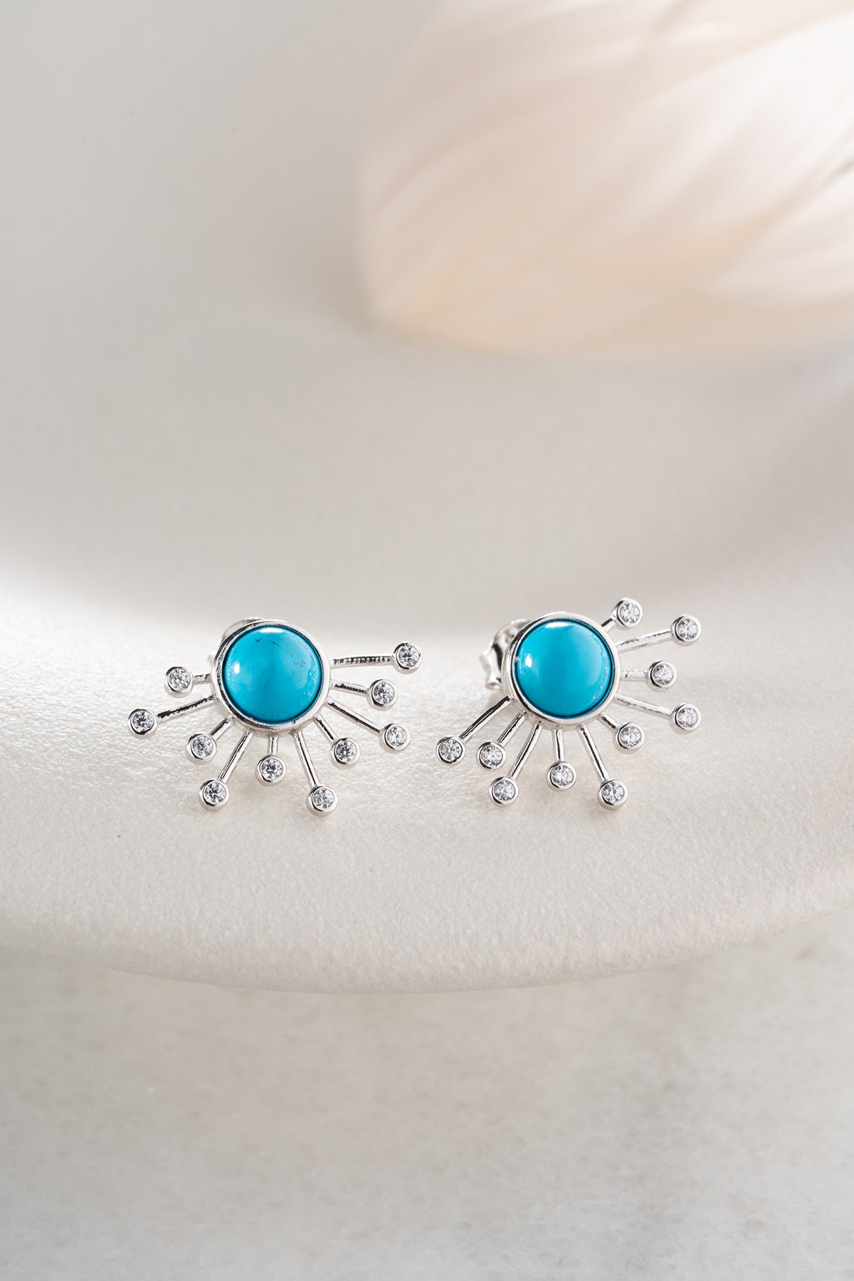 Turquoise Oorbellen met Zirkonia | 925 Zilver