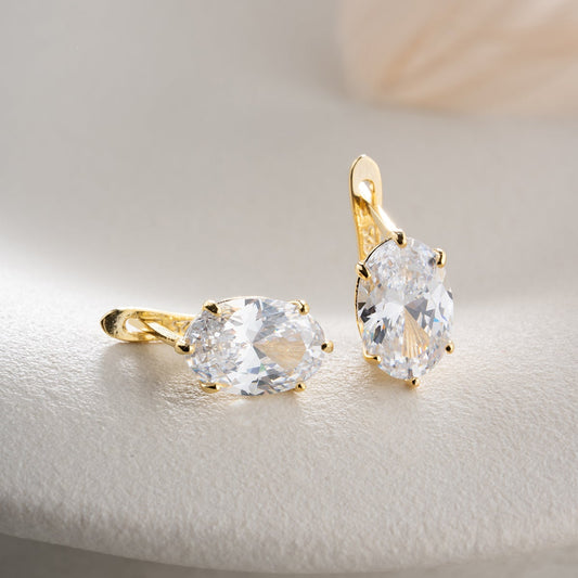 Ovale oorbellen van 925 sterling zilver met witte zirkonia