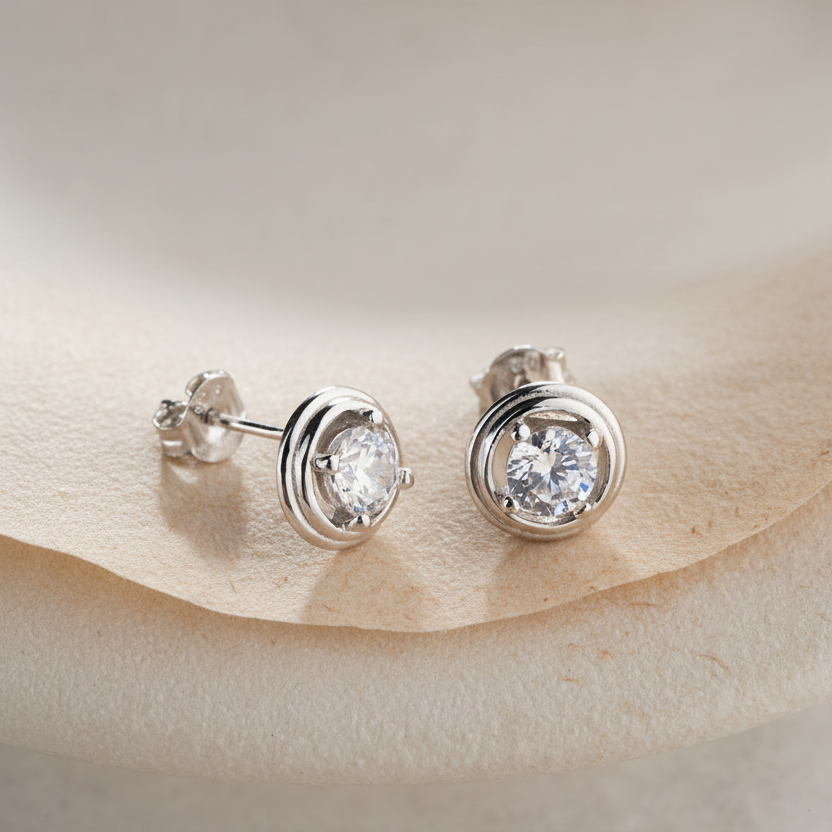 Ronde Oorbellen met Zirkonia | 925 Zilver
