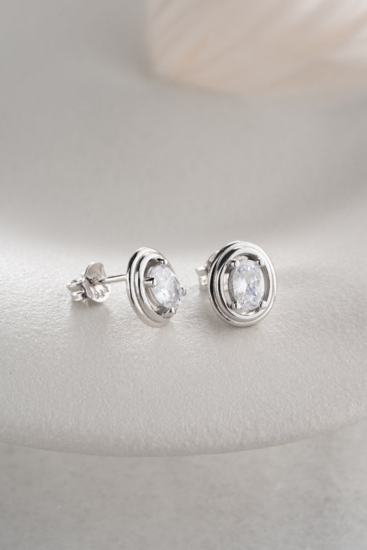 Ovale Oorbellen met Zirkonia | 925 Zilver