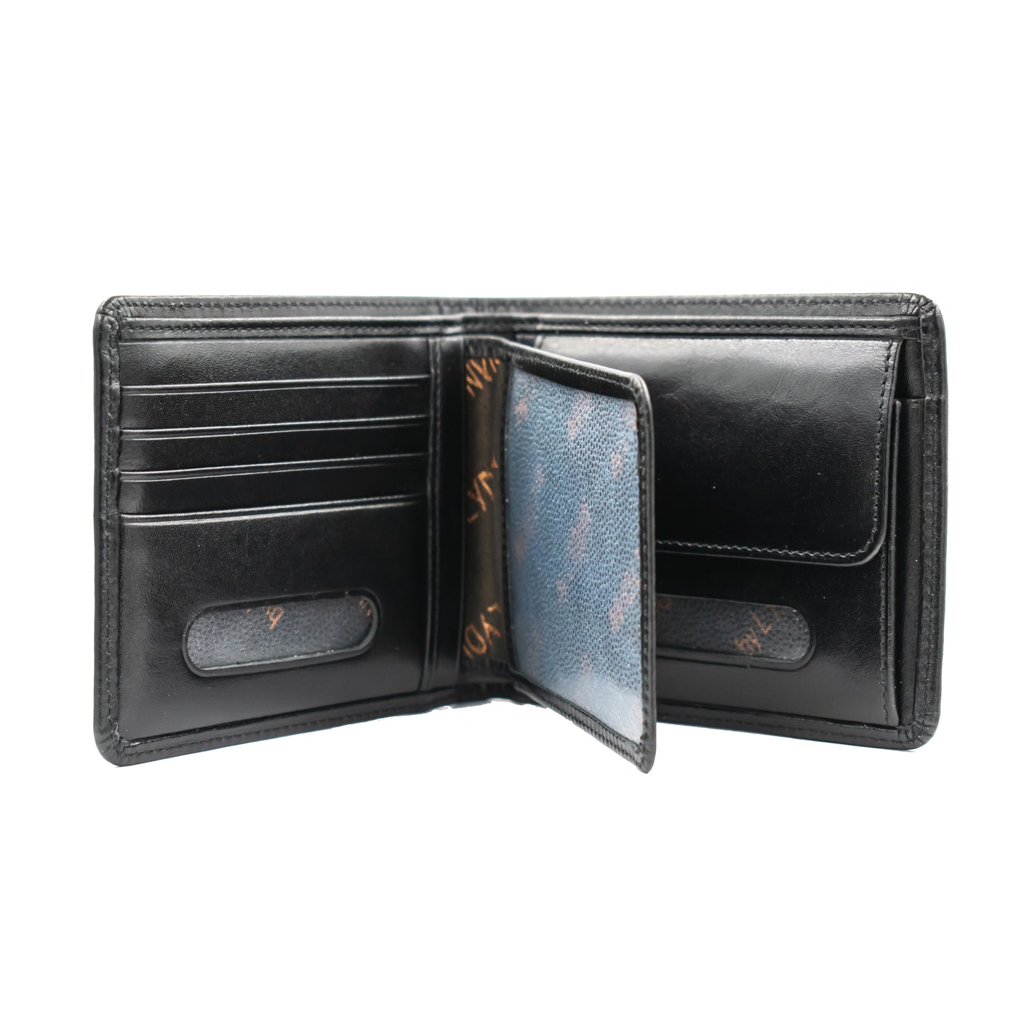 Black Leather Wallet with Name & Personal Text in Wooden Box