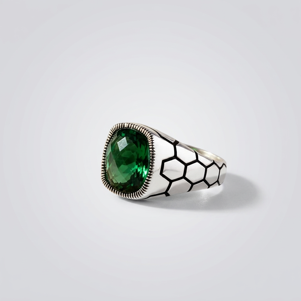 Groene Zirkonia Herenring | 925 Zilver