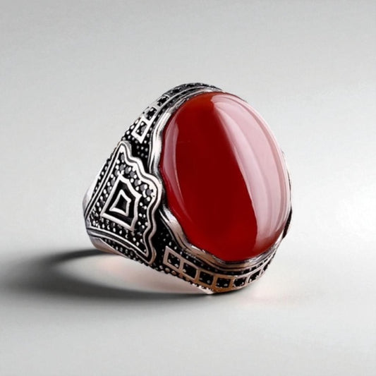 Zilveren Heren Ring Met Agaat Steen