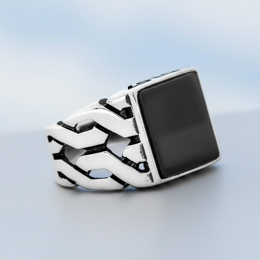 925 Zilveren Herenring Met Onyx Steen LMR230