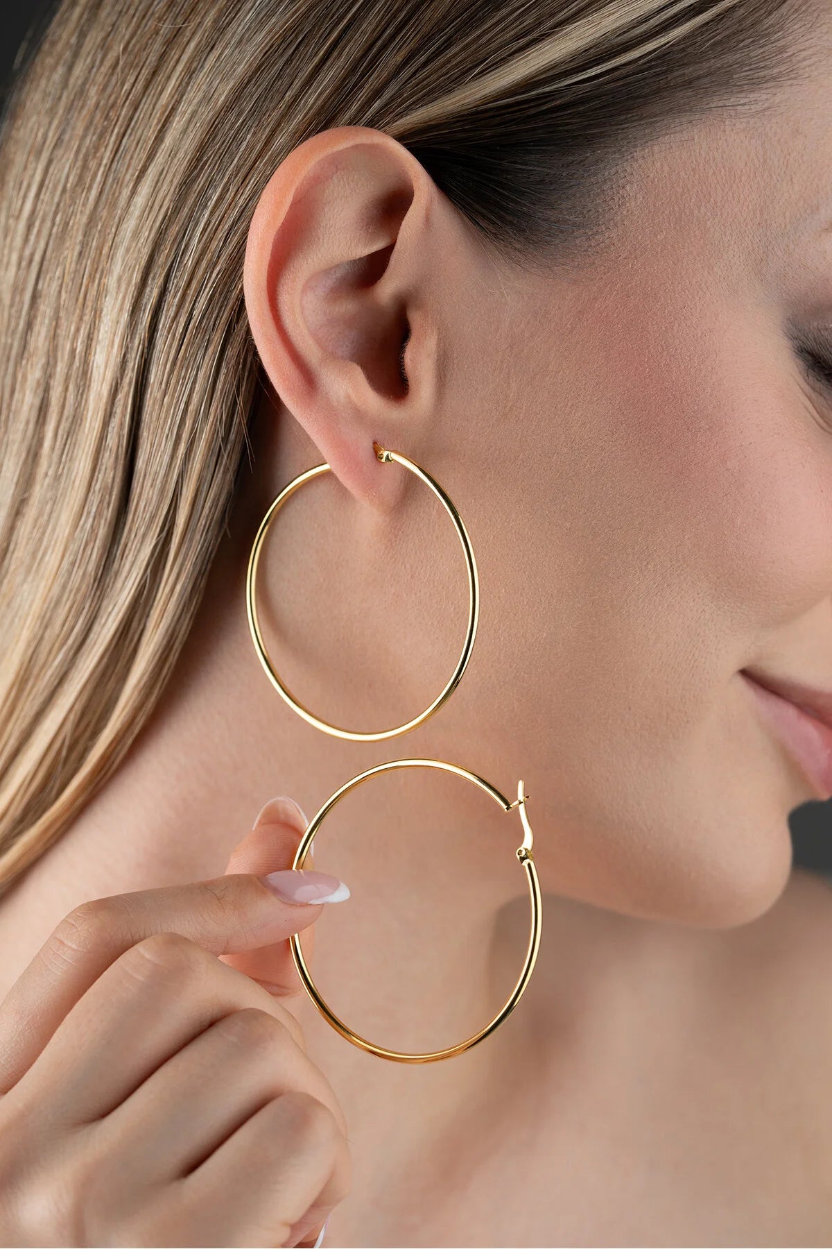Grote Creolen 55 mm 925 Zilver | Gold