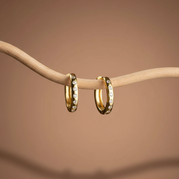 Minimalistische Steentjes Creolen | 925 Zilver