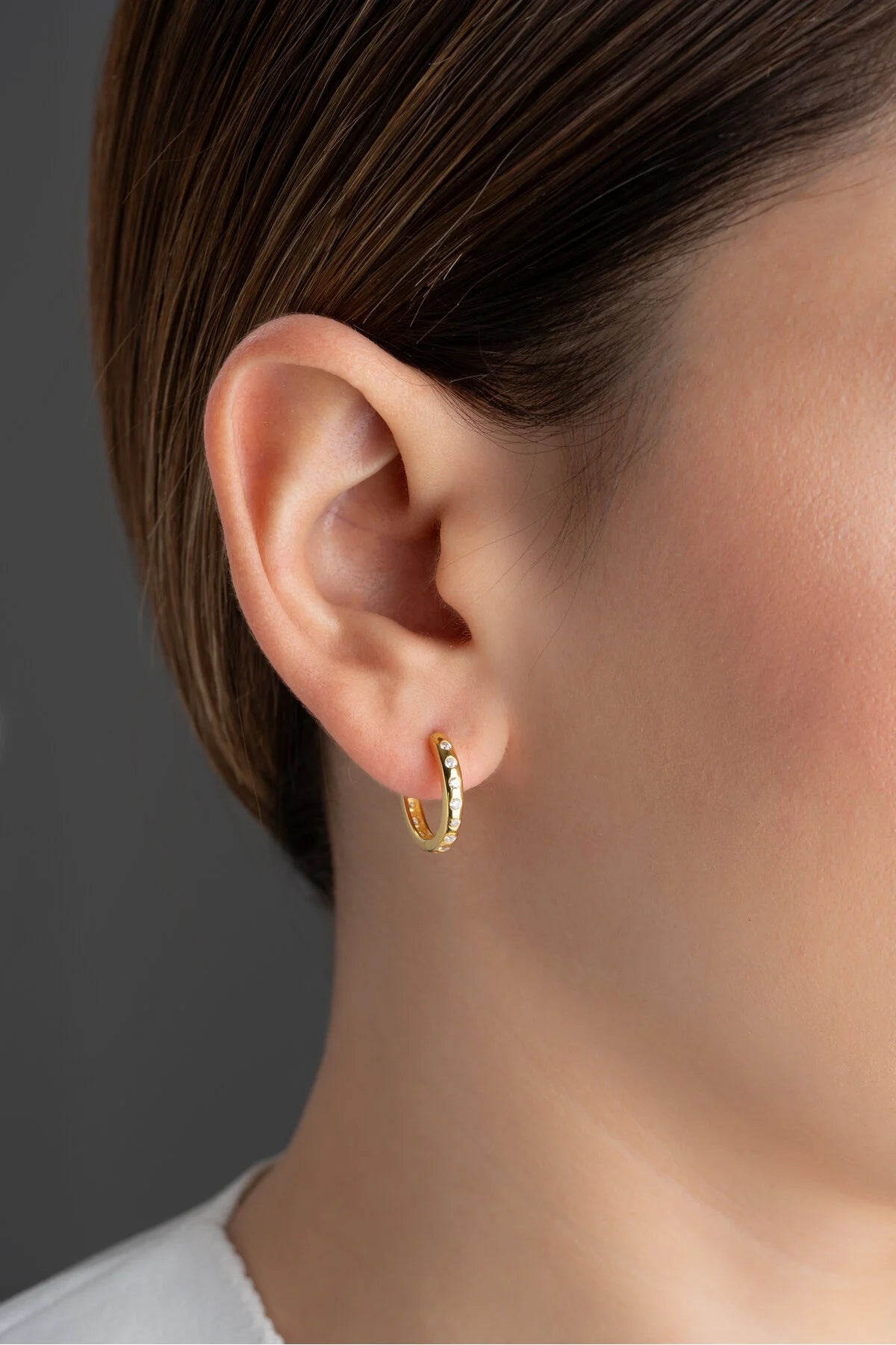 Minimalistische Steentjes Creolen | 925 Zilver