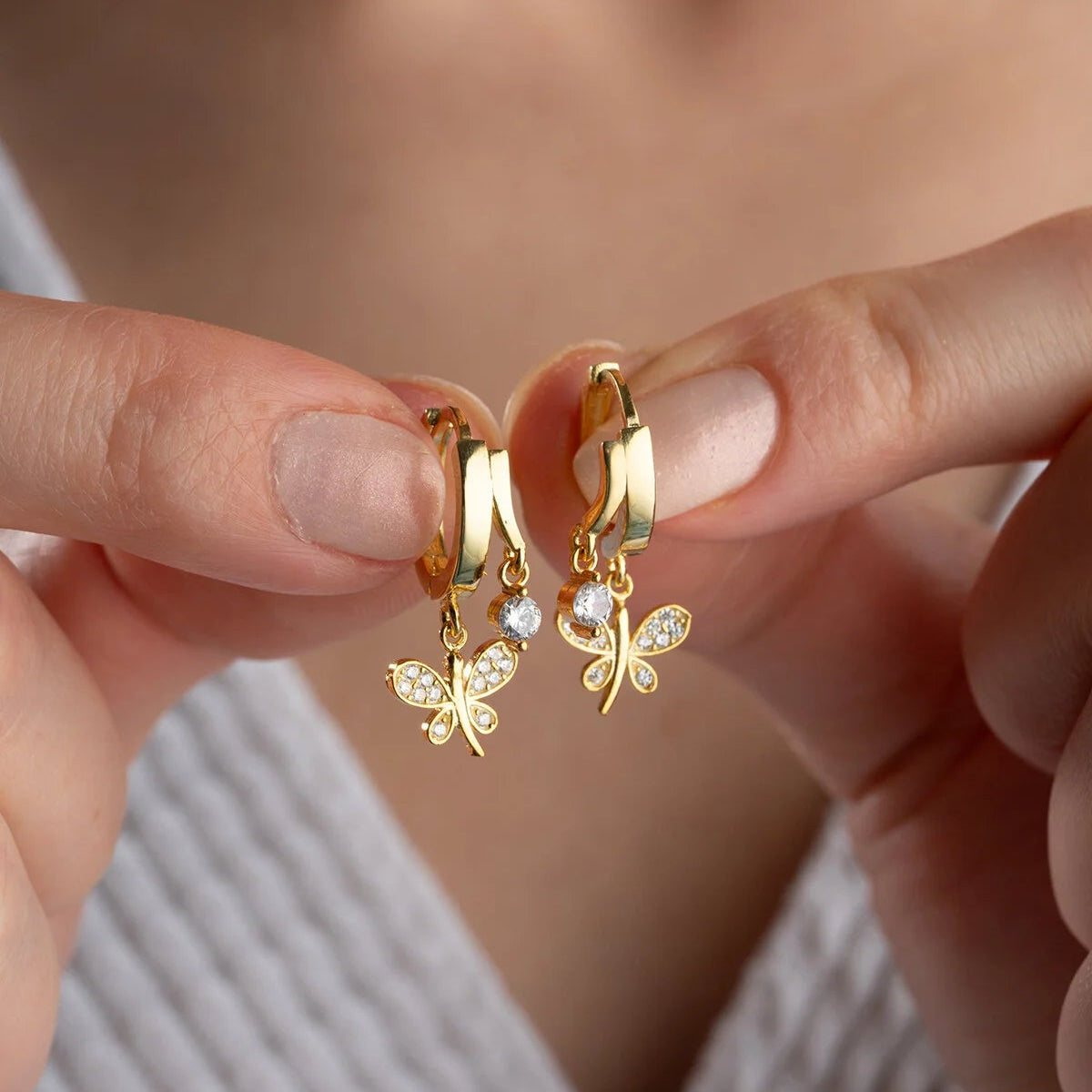 Vlinder Oorbellen met Solitair | 925 Zilver