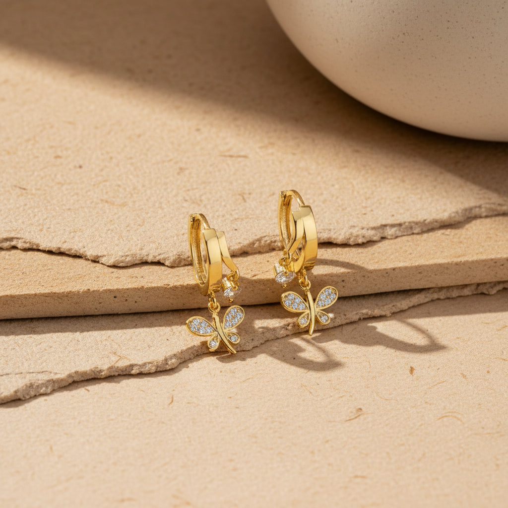 Vlinder Oorbellen met Solitair | 925 Zilver
