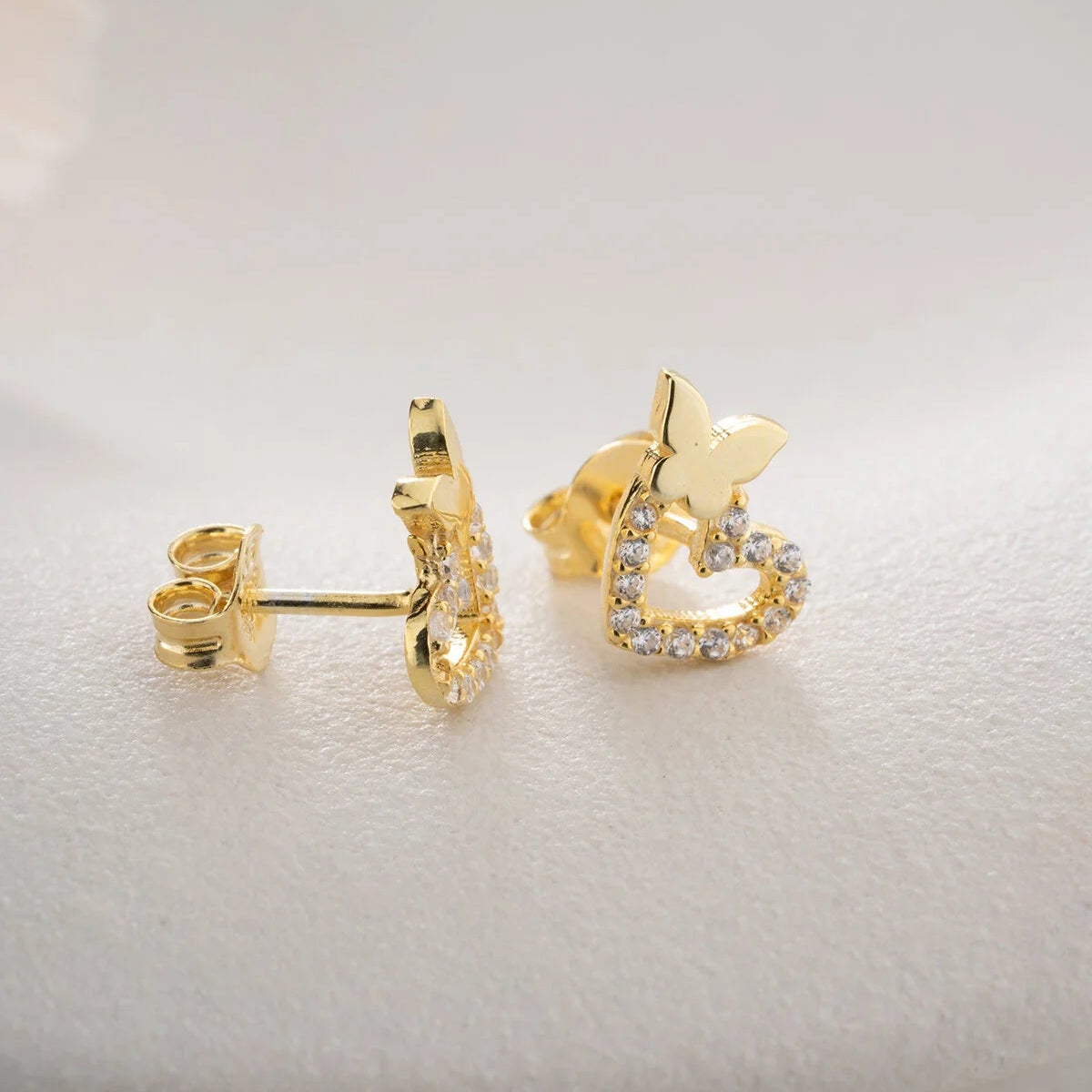 Hart & Vlinder Oorknopjes | 925 Zilver