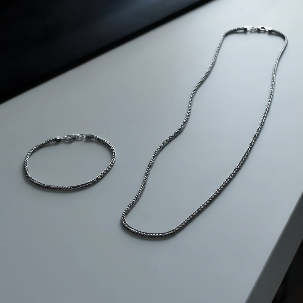 925 sterling zilver ketting & armband set 2,5 mm