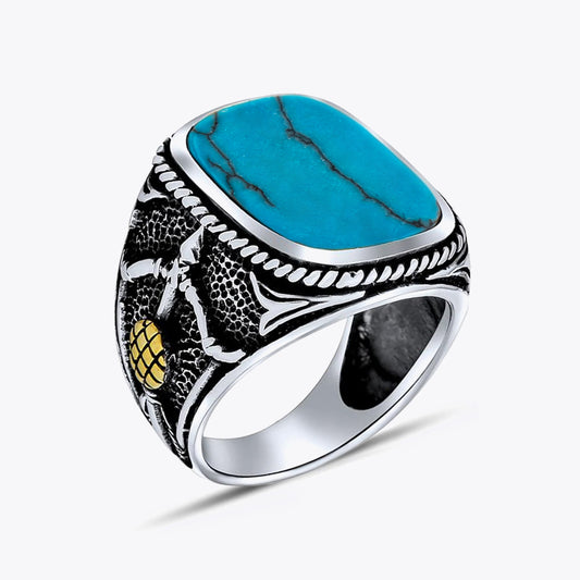 925 Zilveren Heren Ring Met Turquoise Steen