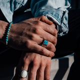 925 Zilveren Heren Ring Met Turquoise Steen ORTBL191