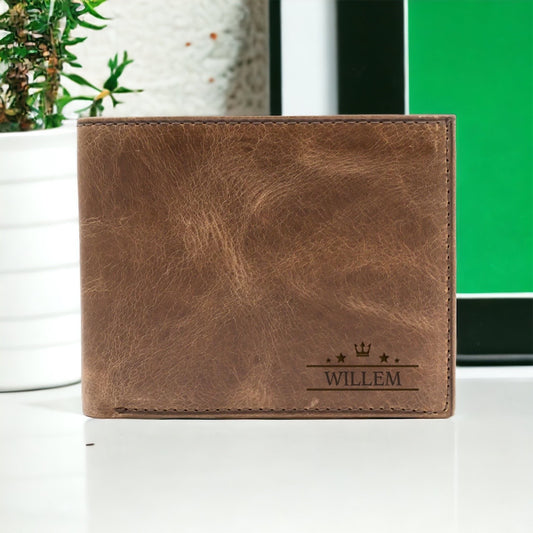 Engraving leather wallet - Brown -1155CK