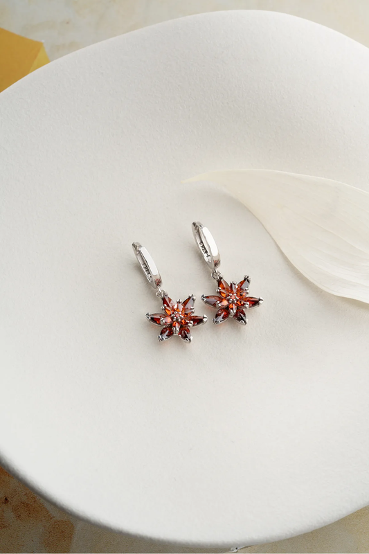 925 Zilveren Garnet Oorbellen