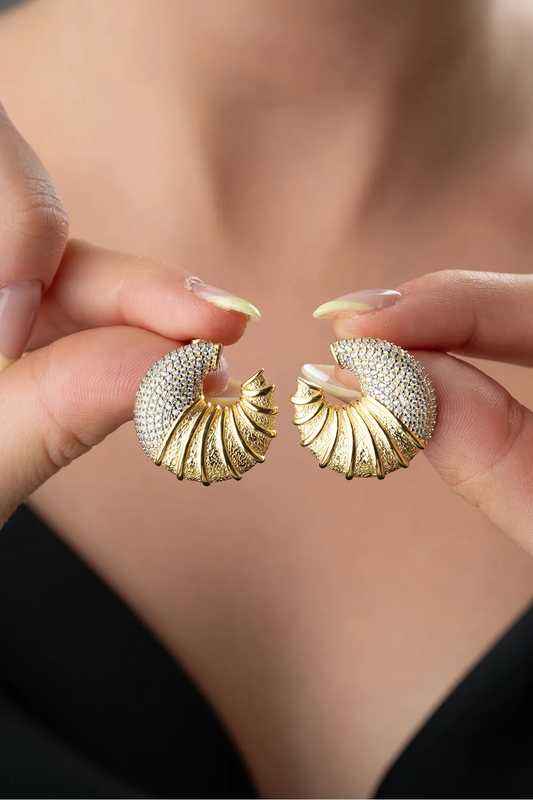 925 Zilver Vergulde Oorbellen met Schelpvorm en Parel