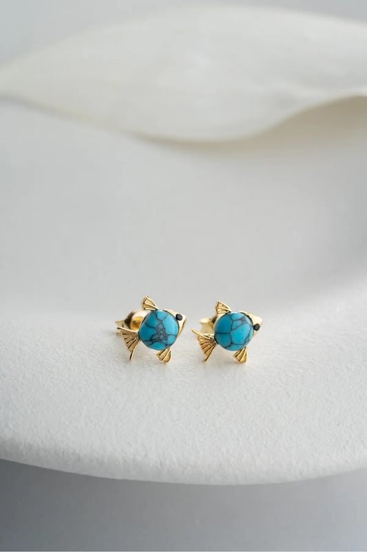 Vis Oorbellen – Turkoois & Zilver