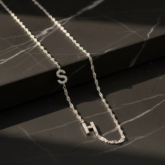 Gepersonaliseerde Dubbele Letter Ketting – 925 Zilver
