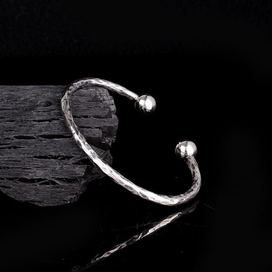Gehamerde Afwerking 925 Sterling Zilver Heren Armband