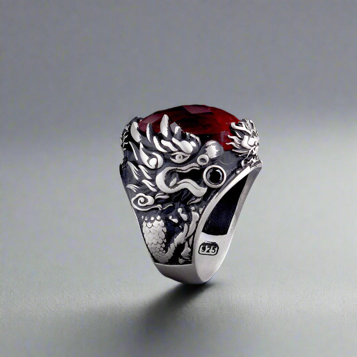 Dracofire men's ring with Zultanit and Dragon motif - 925 silver