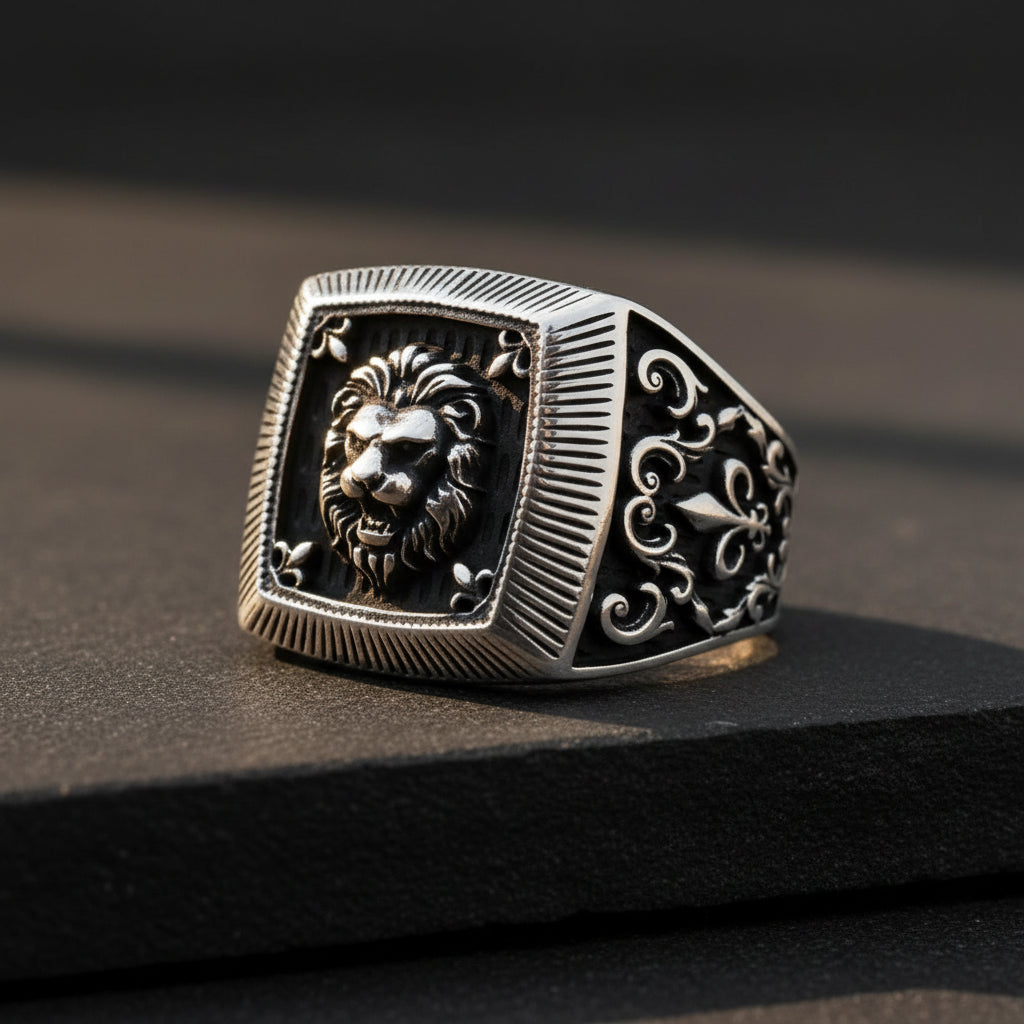 Leeuw Figuur Heren Zilveren Ring