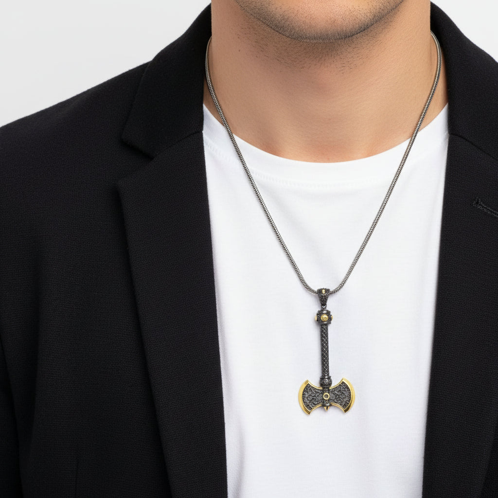 By LYDIAN Zilveren Ketting met bijl hanger ARLNM008