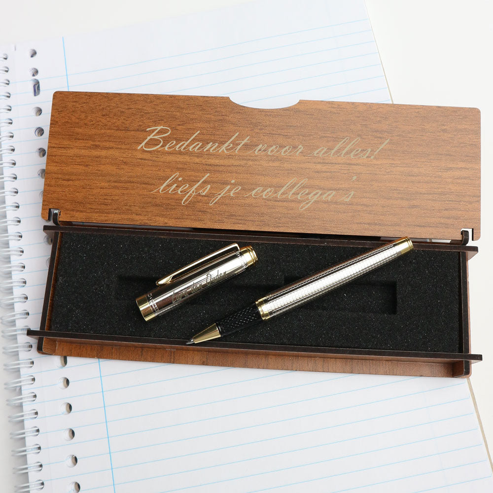 Personalized Rollerball Pen - With Engraved Wooden Box