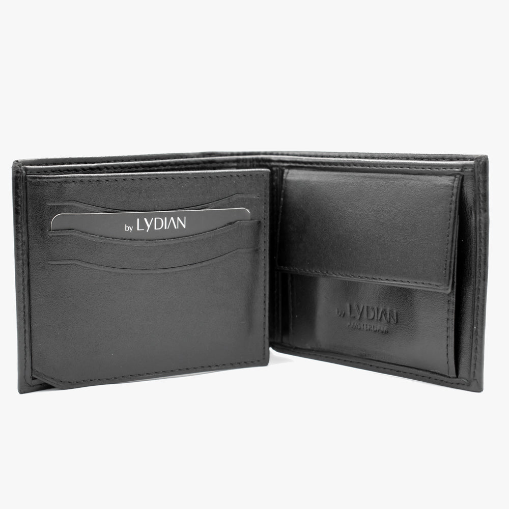 Black Leather Wallet With Name - Monogram 1155-M