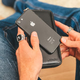 Zwarte Leren Smartphone Portemonnee met 16 vakjes BLW3016-S