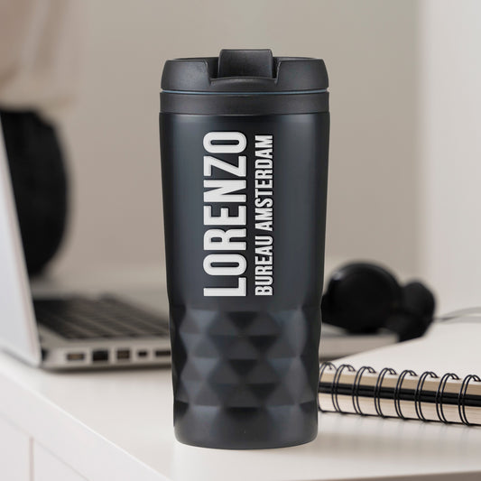 Graphic Mug thermos with text -A