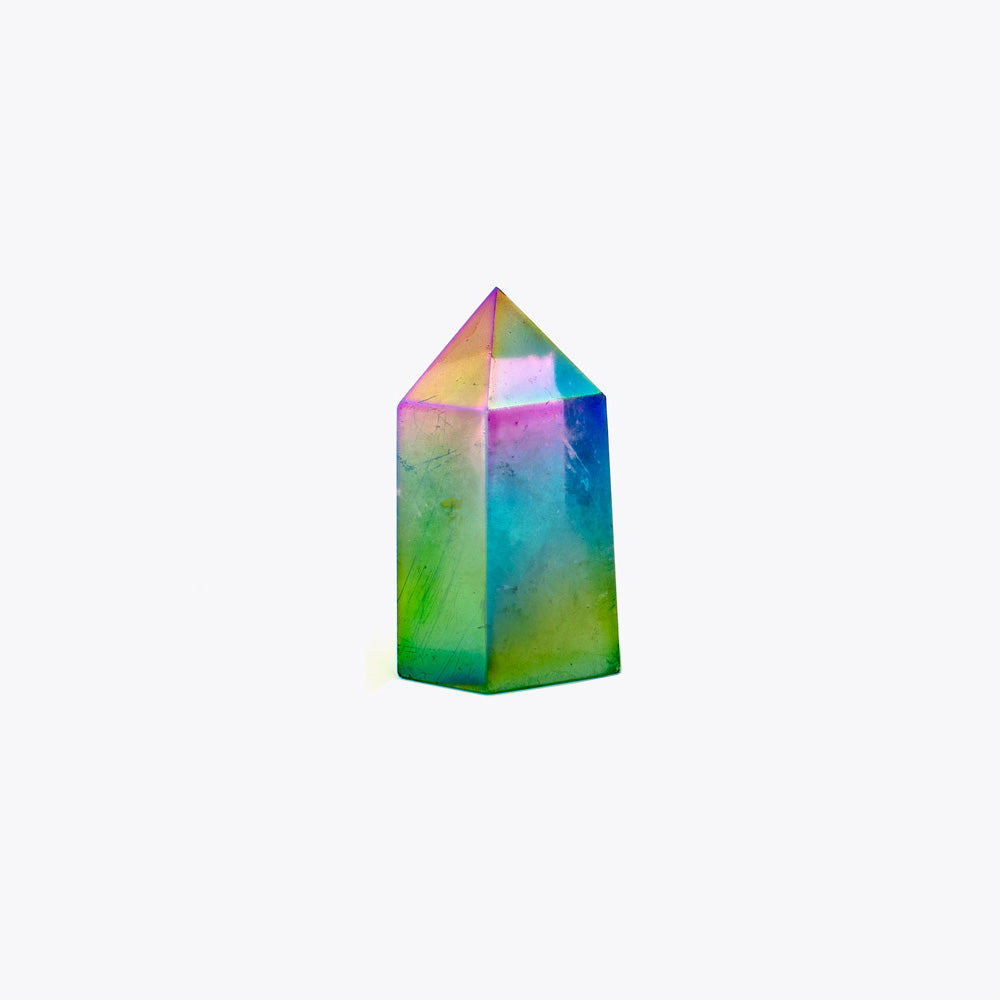 Edelsteen Obelisk Punt Regenboog Aura Kwarts 40*65 mm