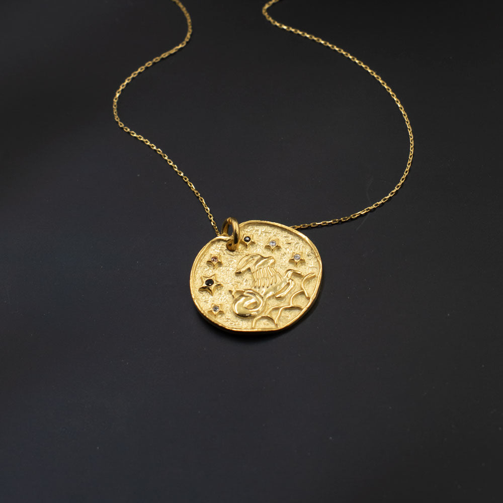 Aries zodiac sign pendant with chain BLAR036