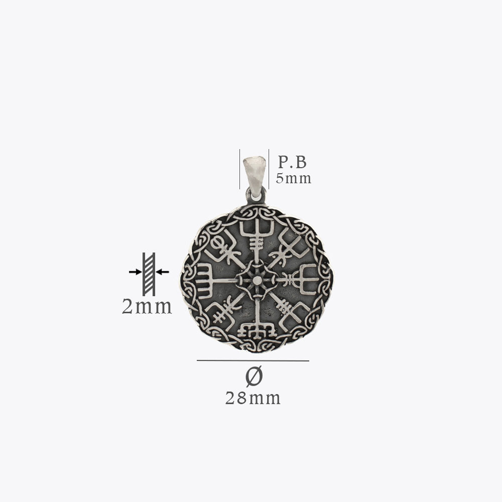 Vegvisir Rune Amulet Hanger met Ketting - 925 Sterling Zilver