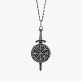 Vegvísir Hanger van Geoxideerd Zilver