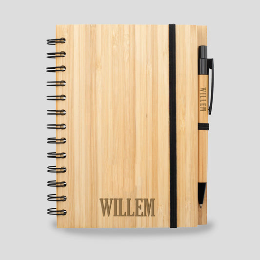 Bamboo notebook A5 and pen engraving -1
