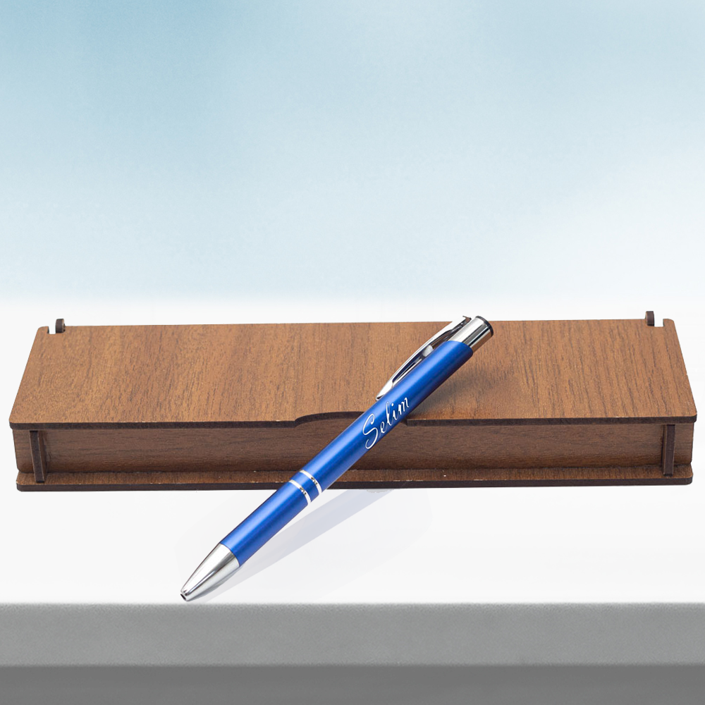 Personalisierter Kugelschreiber - Schreibset mit gravierter Holzbox BLP2002