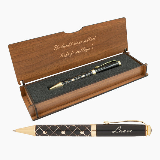 Ensemble de stylos personnalisés - Ensemble d'écriture avec boîte en bois gravée BLP2115