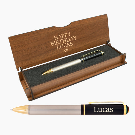 Personalized Pen Set - Writing Set with Engraved Wooden Box BLP2118