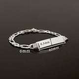 Figaro armband met graveerplaat, zilver / 6 mm breed