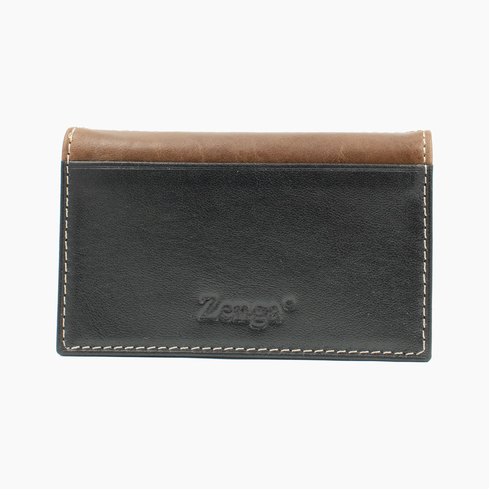 Zwart en Bruine Leren Kaartholder BLW022-4