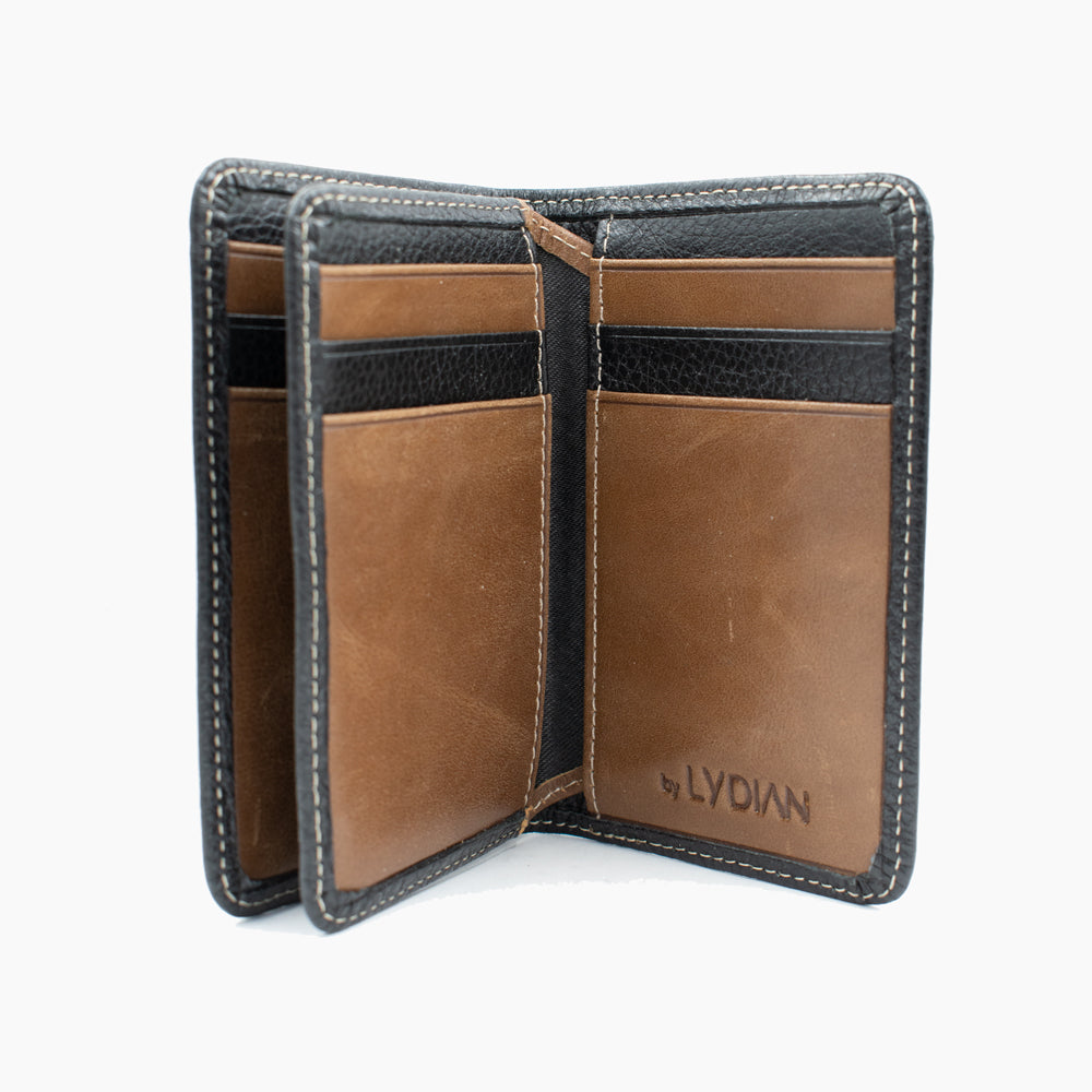 Bruin en Zwarte Leren Kaartholder 3304